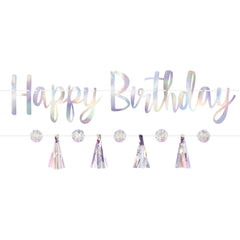 Iridescent "Happy Birthday" Luminous Letter Banner