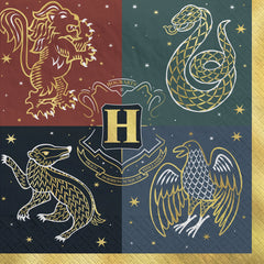 Harry Potter Hogwarts House Lunch Napkins - 6.5 In. x 6.5 In. - 16 Pack