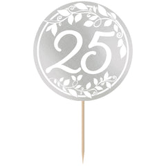25th Anniversary Silver Party Picks - 3.5-Inch, 24 Pack