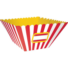 Movie Night Popcorn Paper Bowls, 8-Inch, Red and White Stripes, 3-Pack