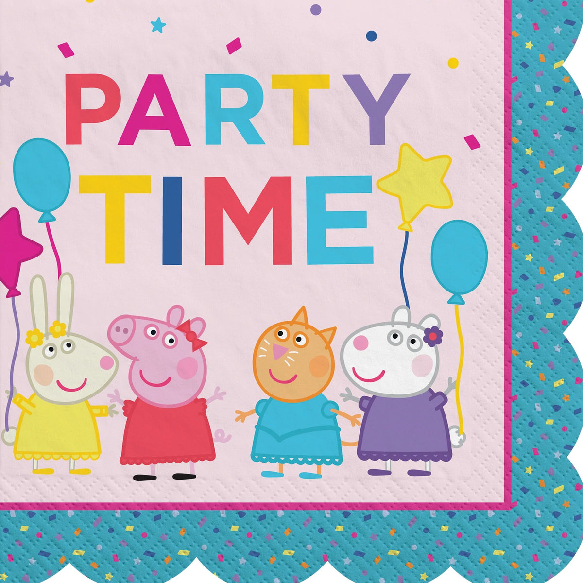 Peppa Pig Party Time Scalloped Lunch Napkins - 6.5 In. x 6.5 In. - 16 CT