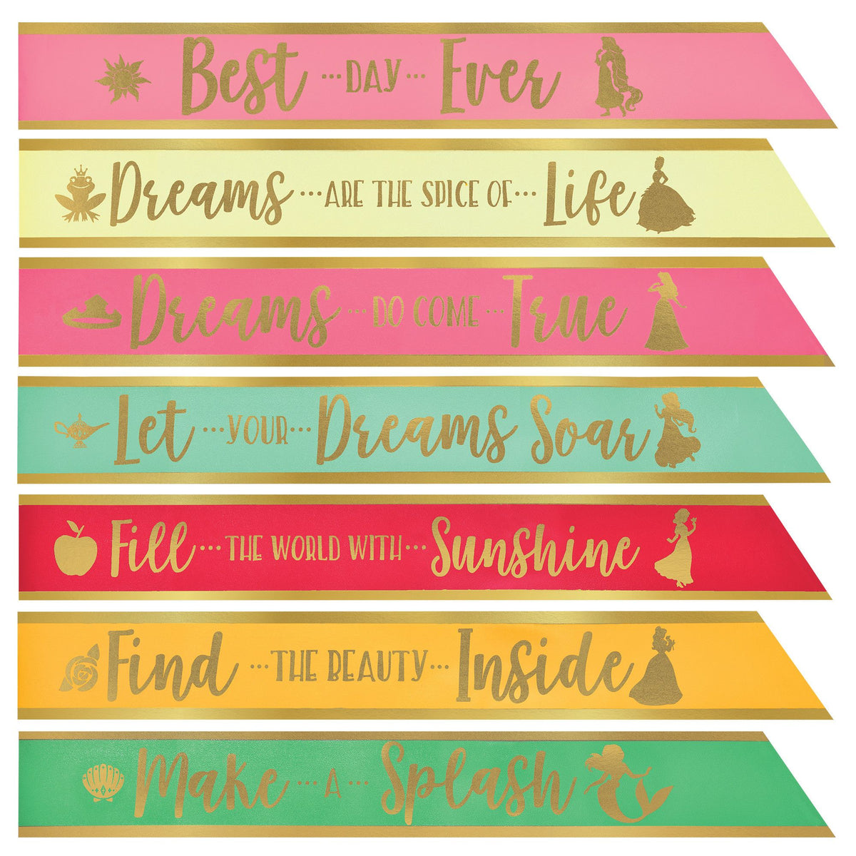 Disney Princess Birthday Sash Set - "Make Your Own Magic" Party Accessories