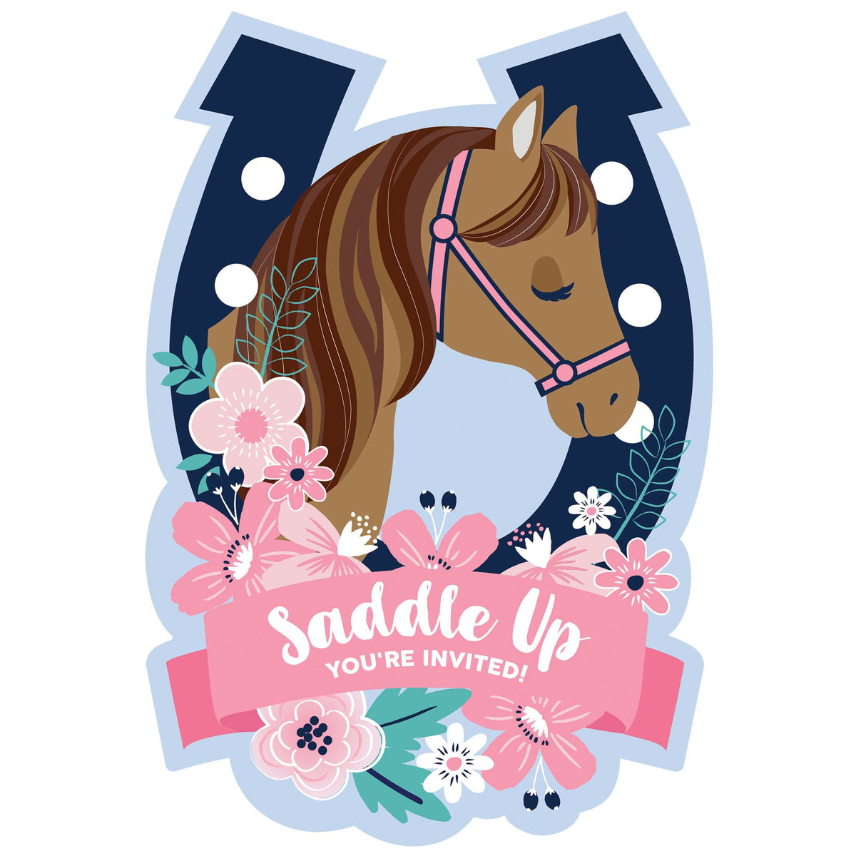 Saddle Up Horse Party Invitations with Envelopes, 8-Pack