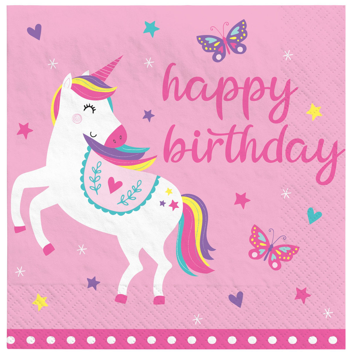 Enchanting Unicorn Birthday Beverage Napkins - 5 In. X 5 In.