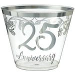 Elegant 25th Anniversary Plastic Tumblers, 9 oz, 30 Pack
