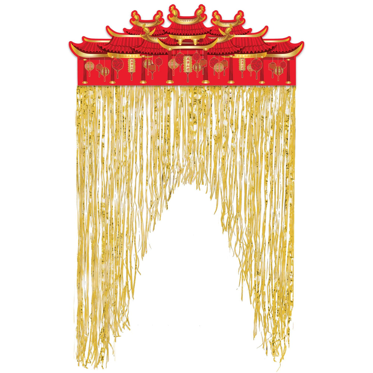 Lunar New Year Gold & Red Fringe Door Curtain