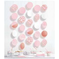 Elegant Rose Gold Hanging Circle Decorations - 5 Pack