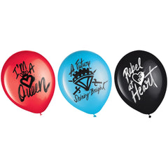 Disney Descendants 4 Latex Balloons, 12-Inch, 6-Pack for Kids Birthday Party