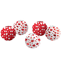 Mini Maple Leaf Lanterns - Canada Day Hanging Decorations, 5-Pack
