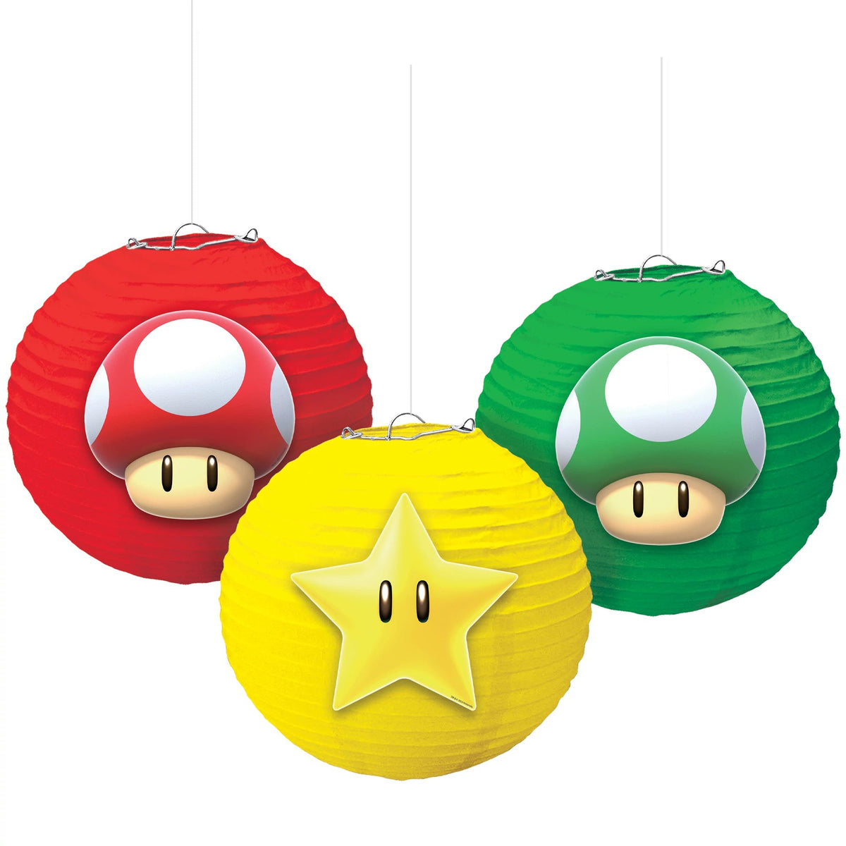 Nintendo Super Mario Bros Paper Lantern Decorations, 9.5-Inch, 3-Pack