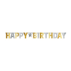 Giant Metallic Gold and Silver "Happy Birthday" Banner