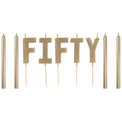 Golden Age 50th Birthday "Fifty" Pick Candle Set