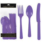 Purple Assorted Plastic Cutlery Set - 7.5 in. - 24 Pack
