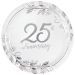 25th Anniversary Metallic Round Dinner Plates, 10.5-Inch, 8-Pack