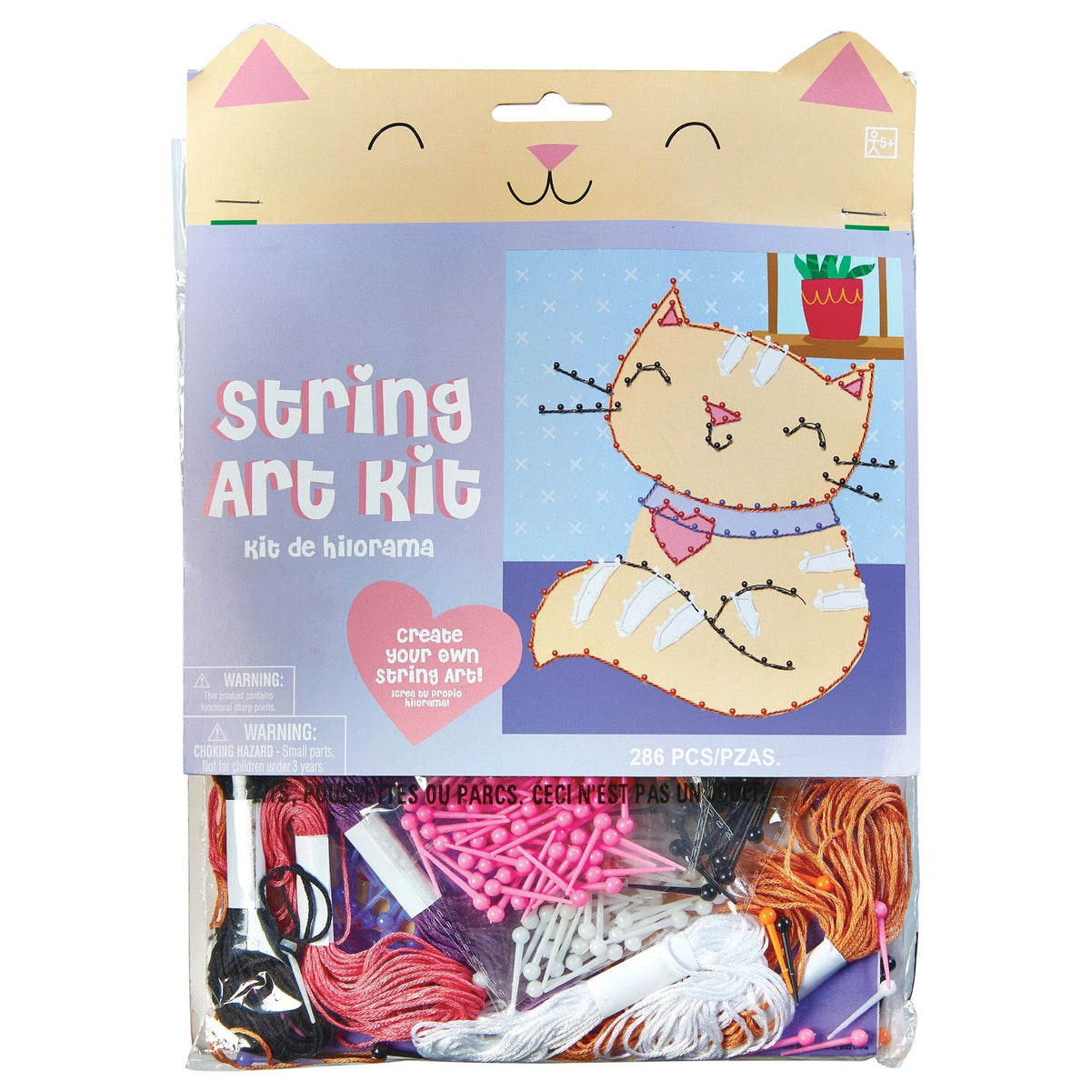Kitty Cat String Art Kit - Multi-Coloured Craft Set for Kids