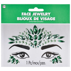 Green Self-Adhesive Face Jewels - 1.5" x 4.5"