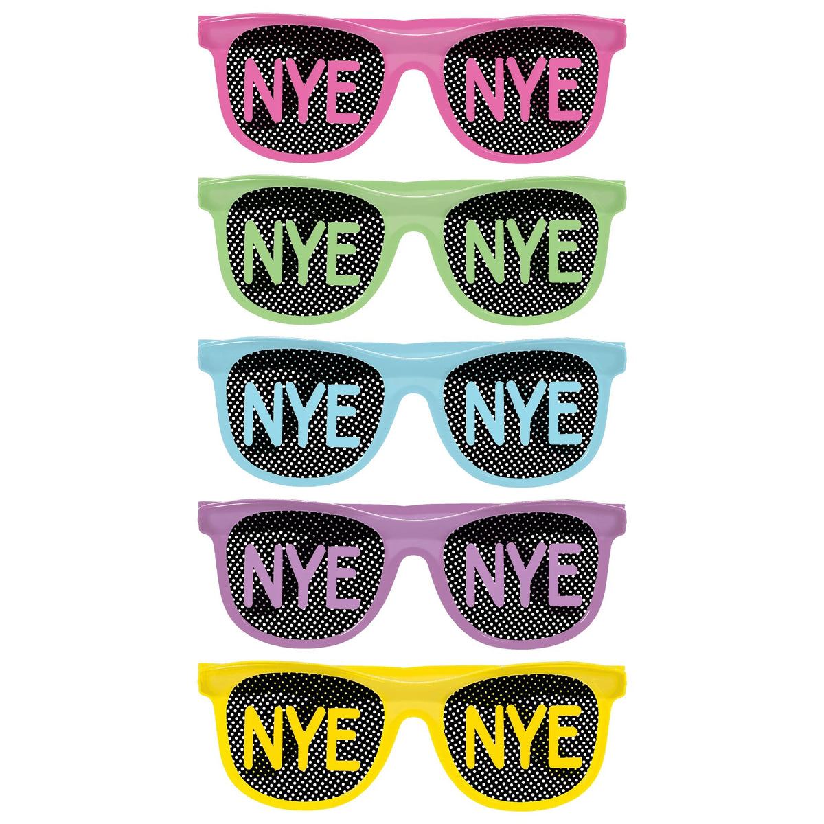 "NYE" Glow-In-The-Dark Party Glasses, Multicolored, One Size, 10-Pack