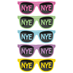 "NYE" Glow-In-The-Dark Party Glasses, Multicolored, One Size, 10-Pack