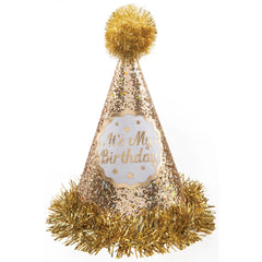 Sparkling Gold Birthday Cone Hat