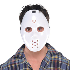 Hockey Horror Mask - White Plastic Costume Accessory