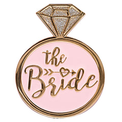 "The Bride" Diamond Ring Enamel Pin - Gold & Blush Glitter