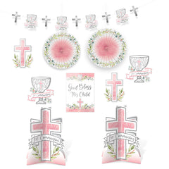 Pink First Communion Room Decoration Kit - 10-Piece Set