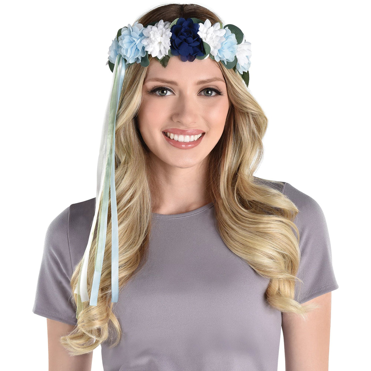 Blue Floral "Mom-To-Be" Head Garland for Baby Showers