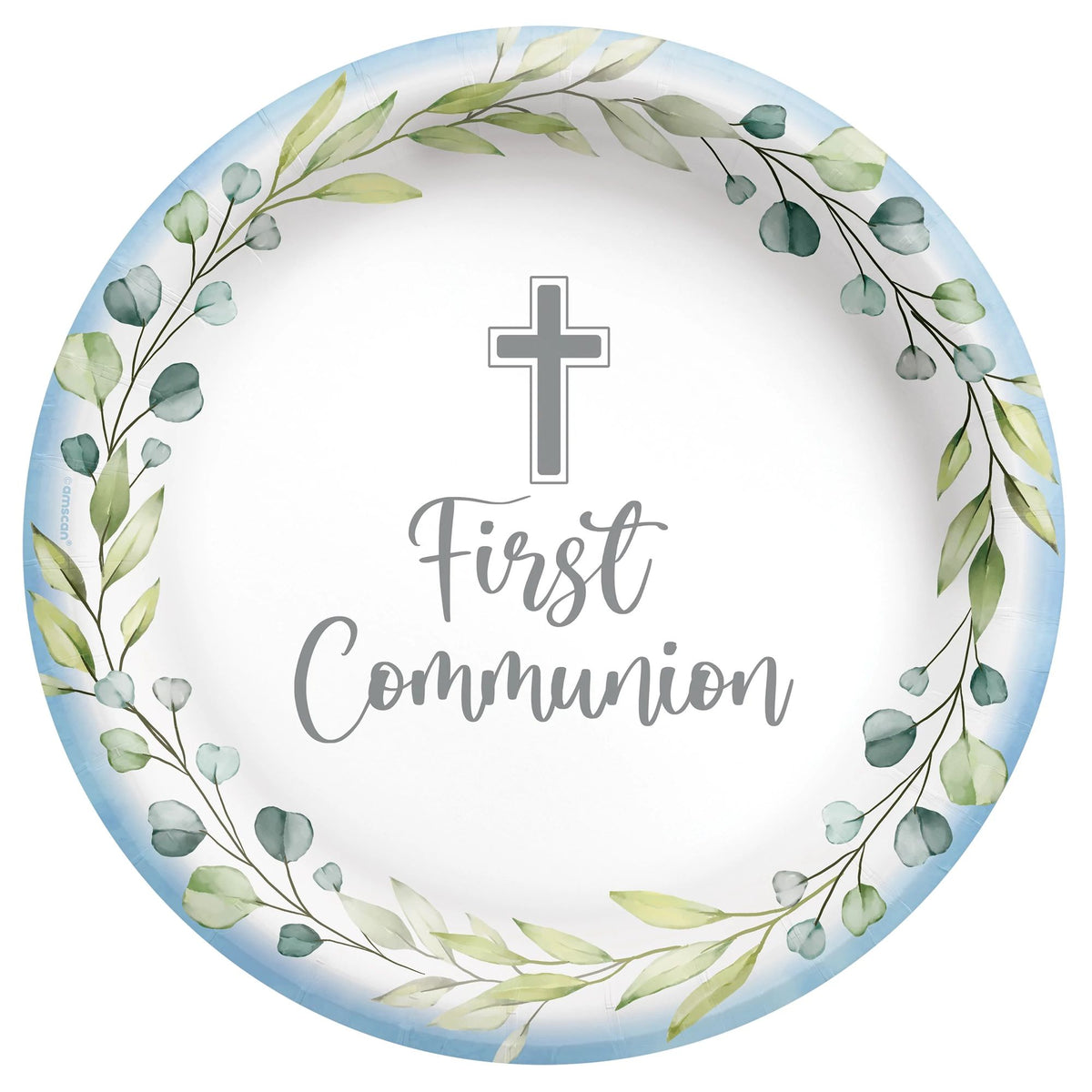 First Communion Blue Paper Dinner Plates, 10-Inch, 20 Pack - 10 in.
