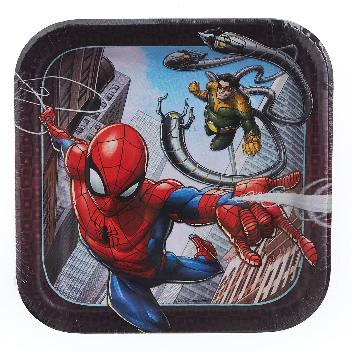 Spider-Man Webbed Wonder 7-Inch Square Dessert Plates, 8-Pack