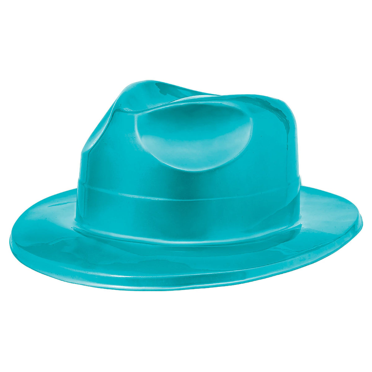 Turquoise Plastic Fedora Hat - Perfect for Team Spirit and Costume Events