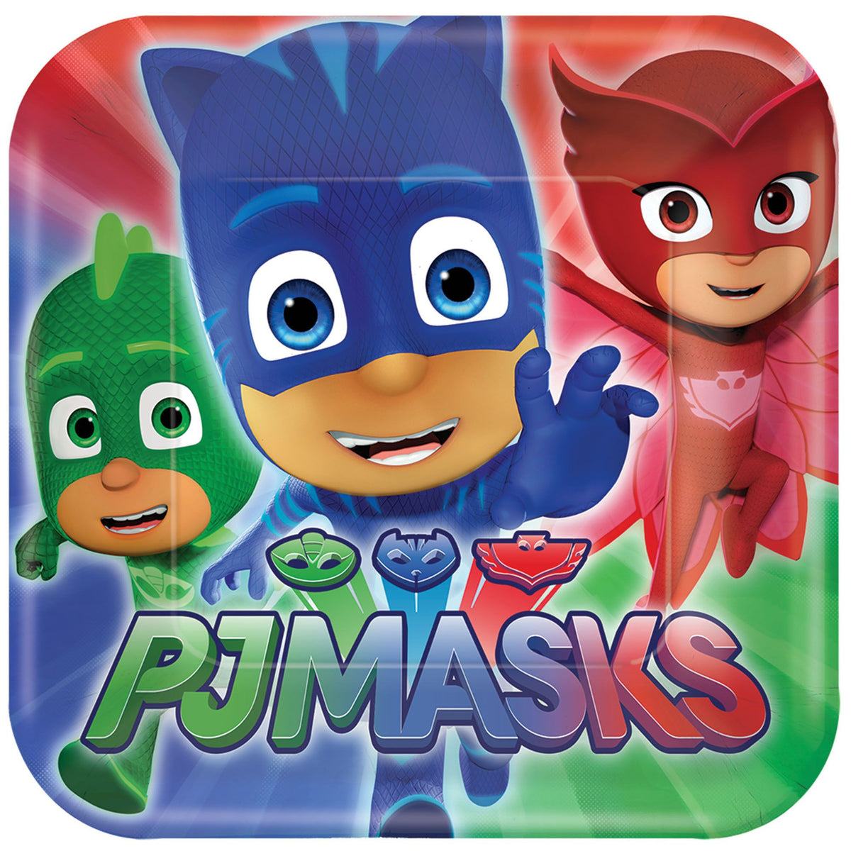 PJ Masks 7" Square Dessert Plates - 8 Pack for Kids Birthday Party
