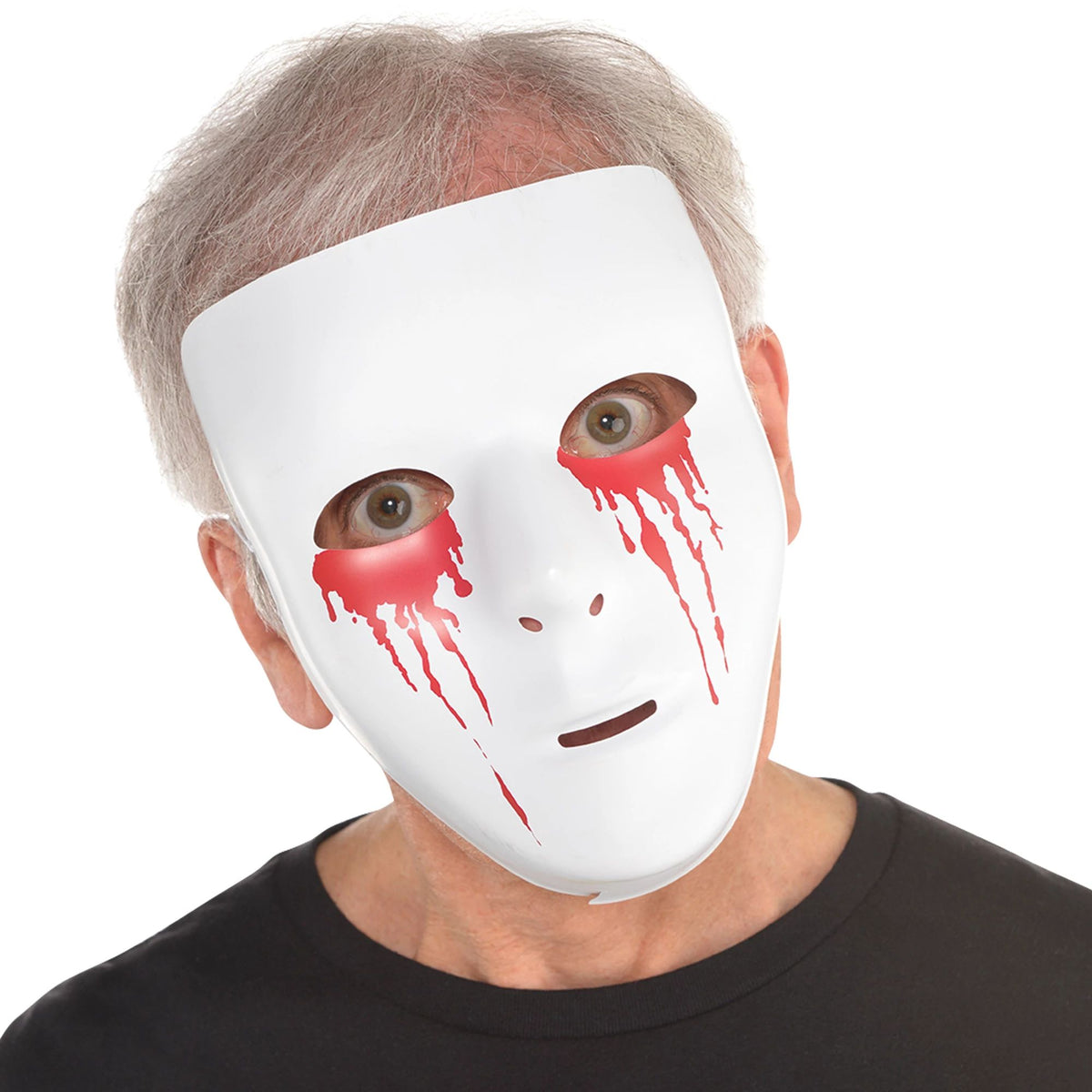 Bleeding Eyes Halloween Mask - Creepy White & Red Costume Accessory