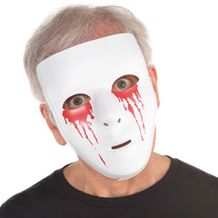 Bleeding Eyes Halloween Mask - Creepy White & Red Costume Accessory