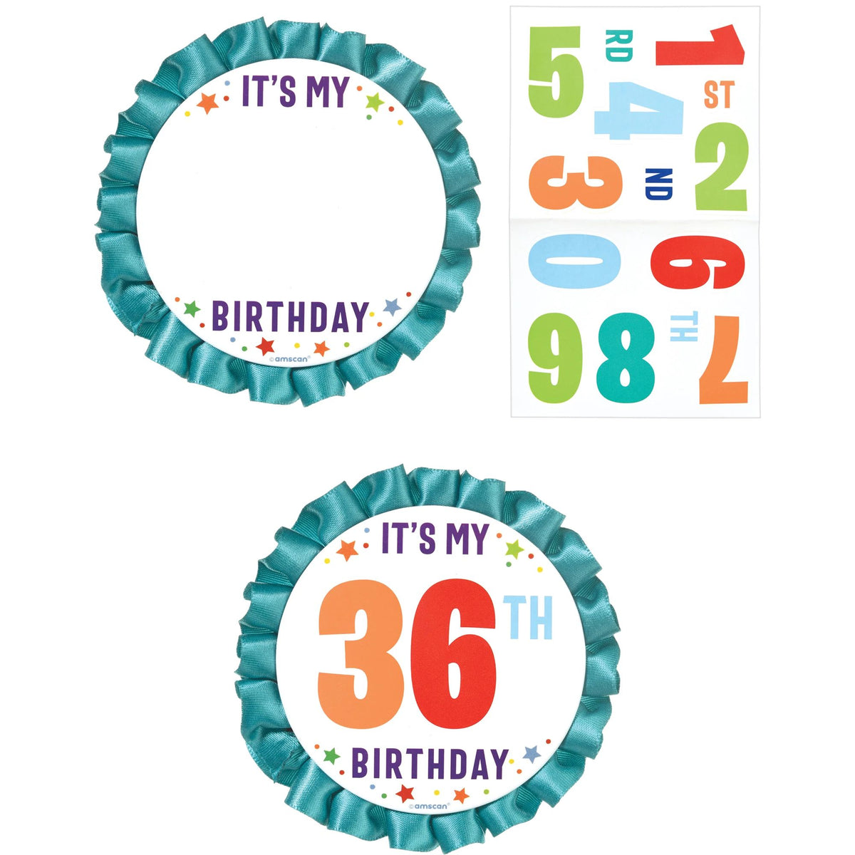 Customizable Birthday Button with Number Stickers