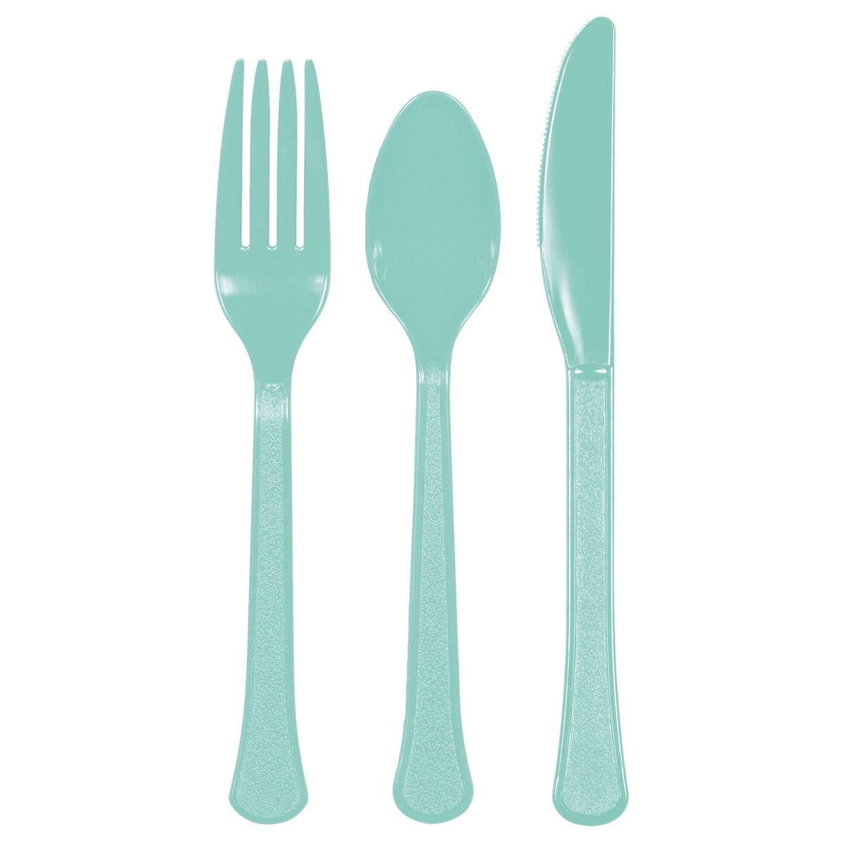 Robin's Egg Blue Heavyweight Plastic Cutlery Set - 24 Pieces