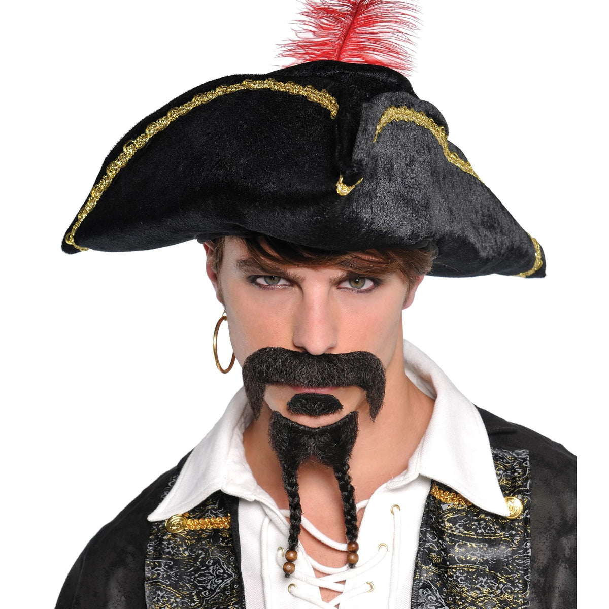 Pirate Adventure Moustache & Braided Goatee Set