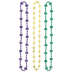 Royal Mardi Gras Bead Necklace Set - 3 Pack