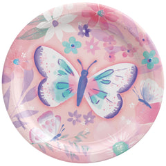 Flutter Butterfly 7" Round Paper Plates - 8 Pack