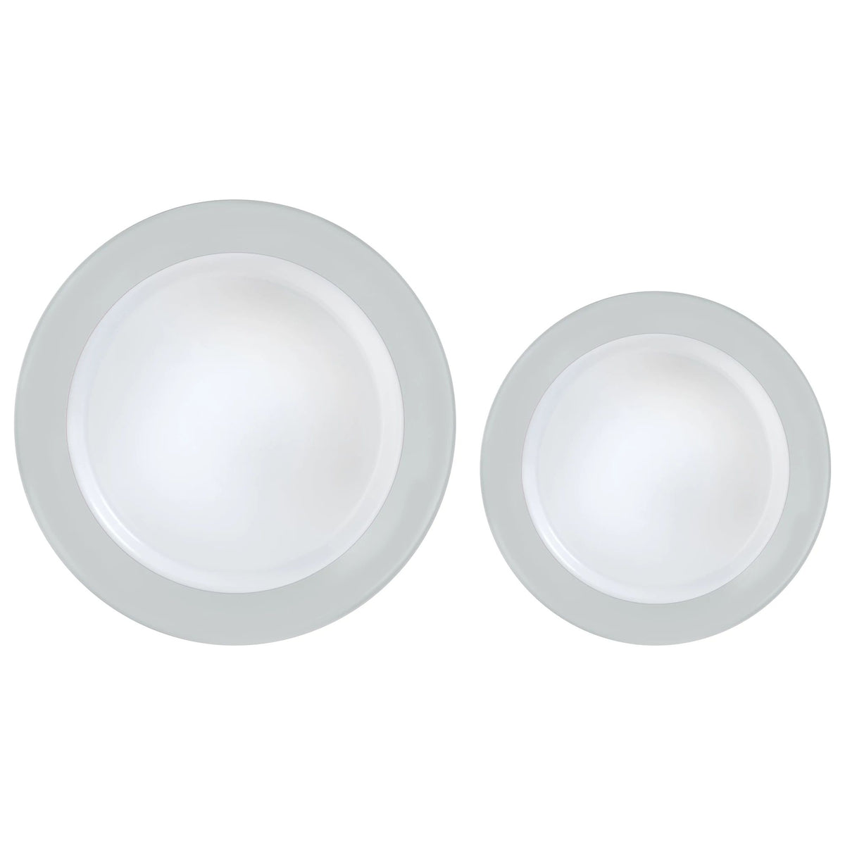 Silver Bordered Premium Plastic Plate Set - 20 Pack