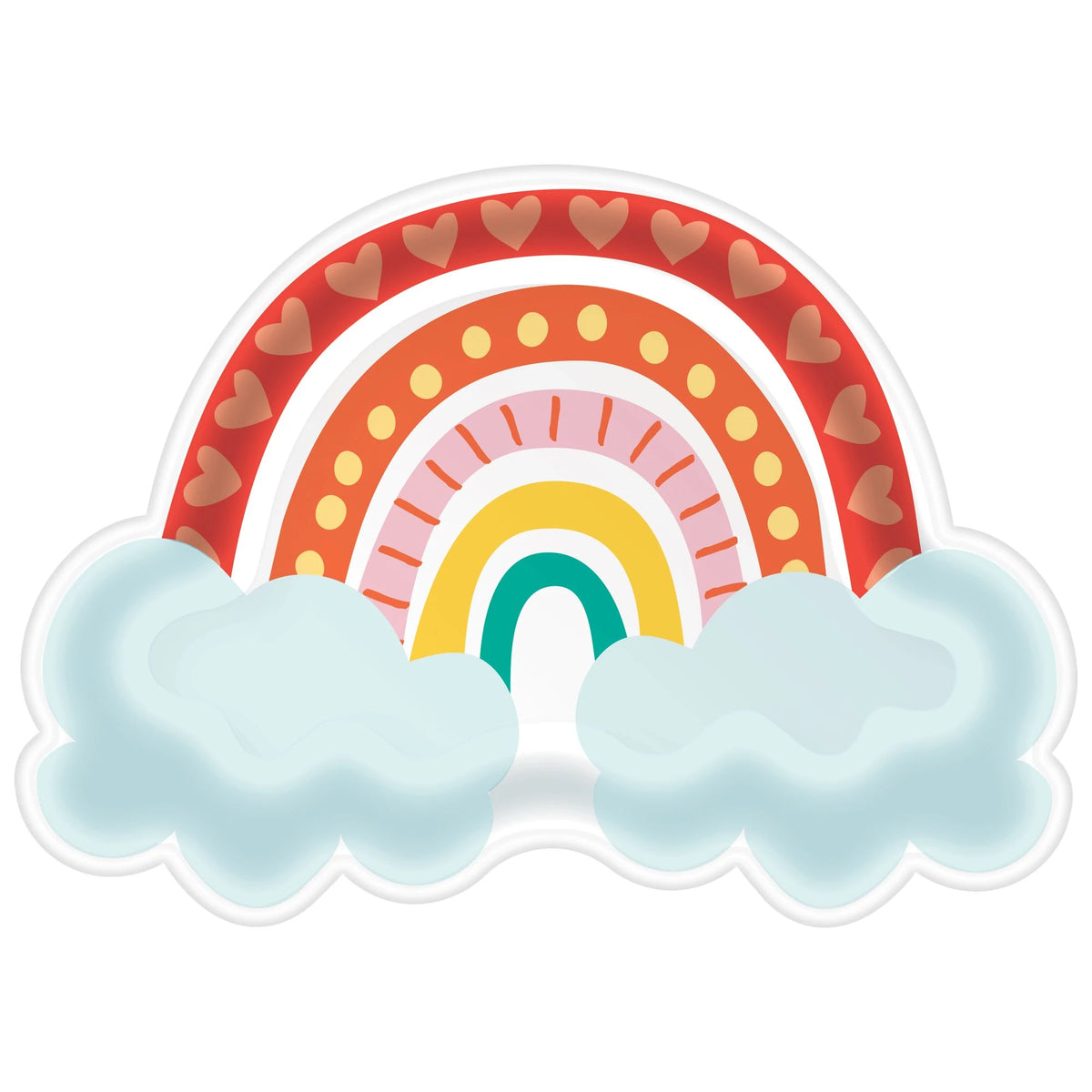 Retro Rainbow Shaped Paper Dessert Plates - 7" - Pack of 8