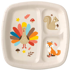 Kids' Thanksgiving Divided Paper Plates - 9" Square