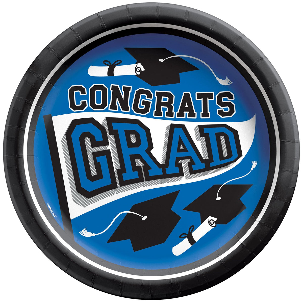 True to Your School Graduation Blue Paper Plates, 8.5-Inch, 20-Pack