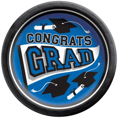 True to Your School Graduation Blue Paper Plates, 8.5-Inch, 20-Pack
