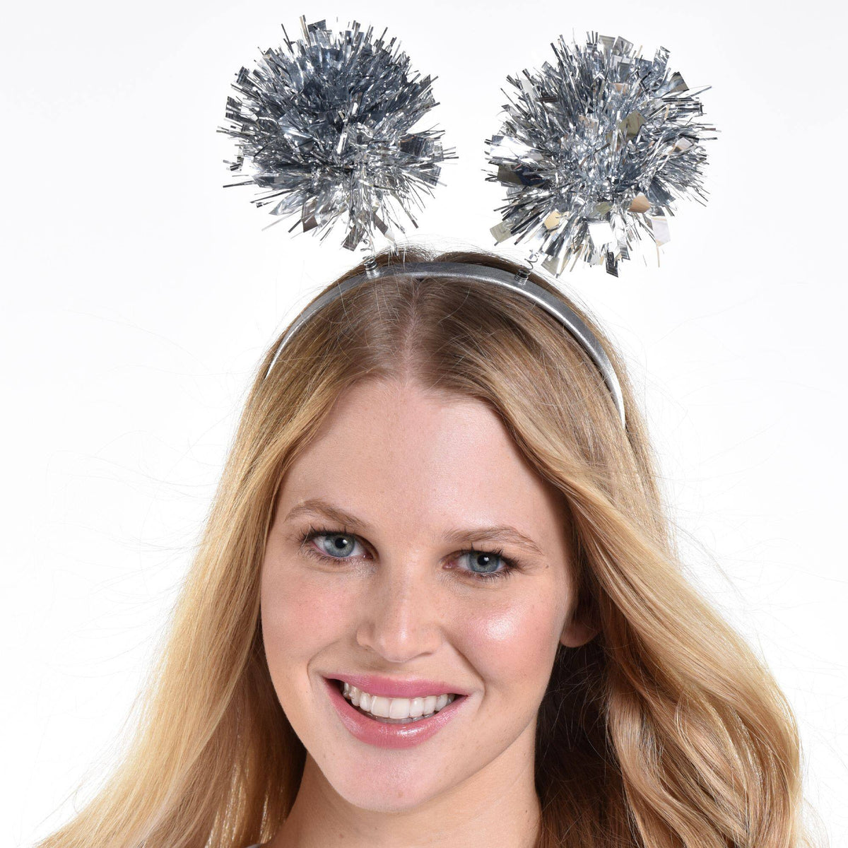 Silver Pom-Pom Head Bopper Headband