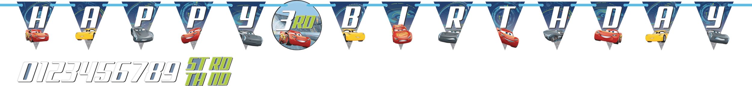 Disney Cars 3 "Happy Birthday" Customizable Jumbo Letter Banner