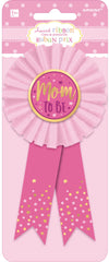 "Mom To Be" Award Ribbon - Baby Shower Wearable Accessory