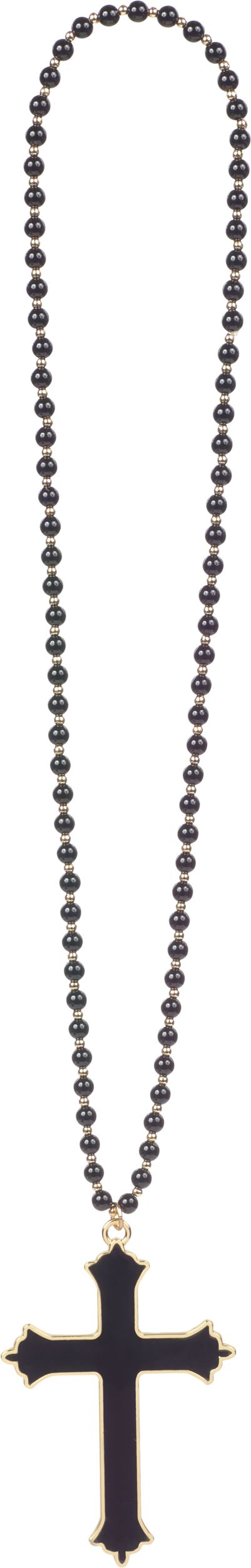 Black Bead Cross Halloween Necklace