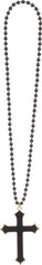 Black Bead Cross Halloween Necklace