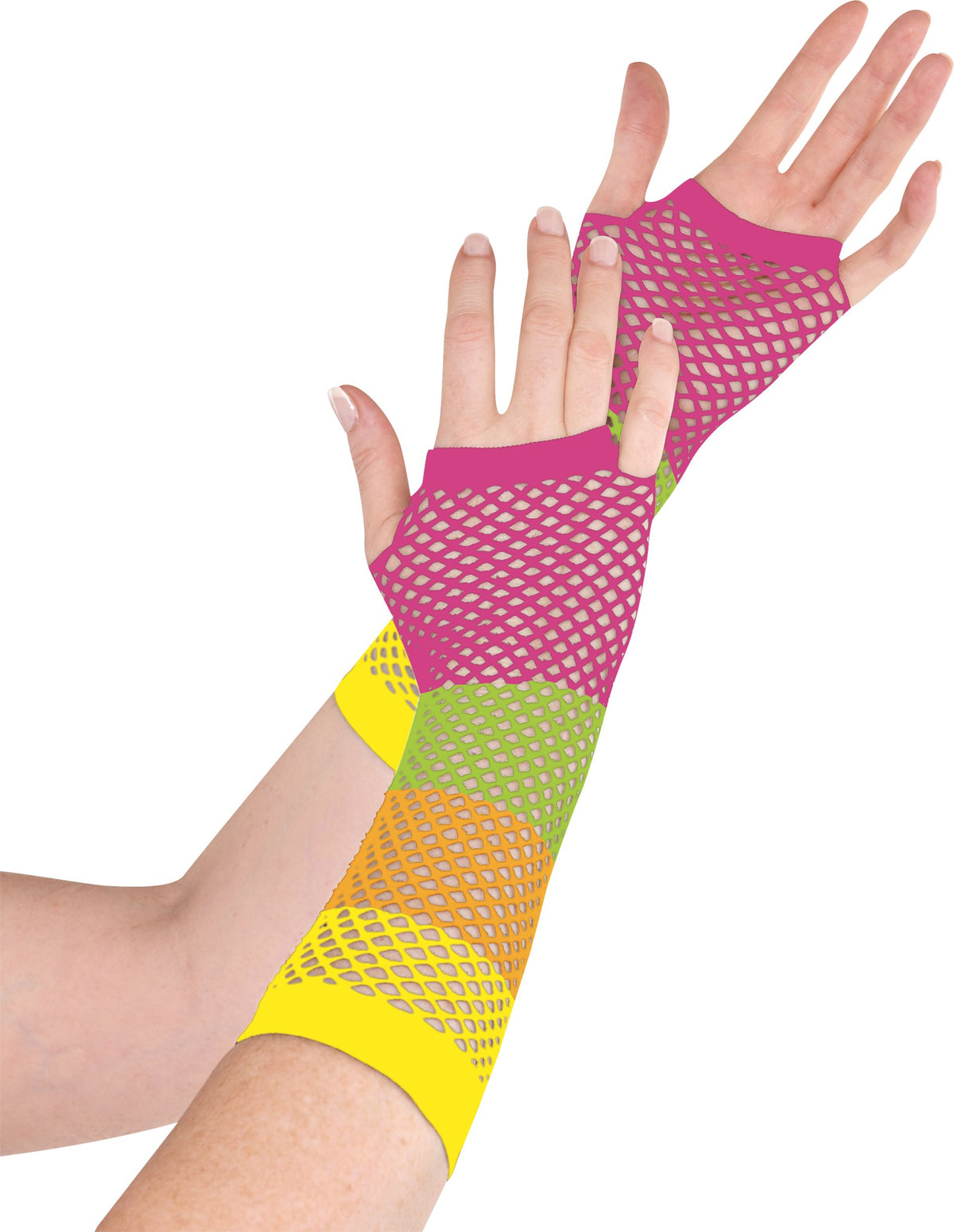 Black Long Fingerless Fishnet Gloves - 80s Punk Costume Accessory