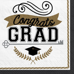 "Congrats Grad" Achievement is Key Beverage Napkins, 100-Pack - 5 In. X 5 In.